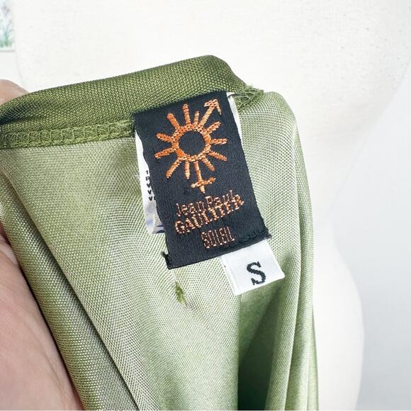 Jean Paul Gaultier Soleil Women’s Small Green Floral Printed Cold Shoulder Top - Picture 6 of 10